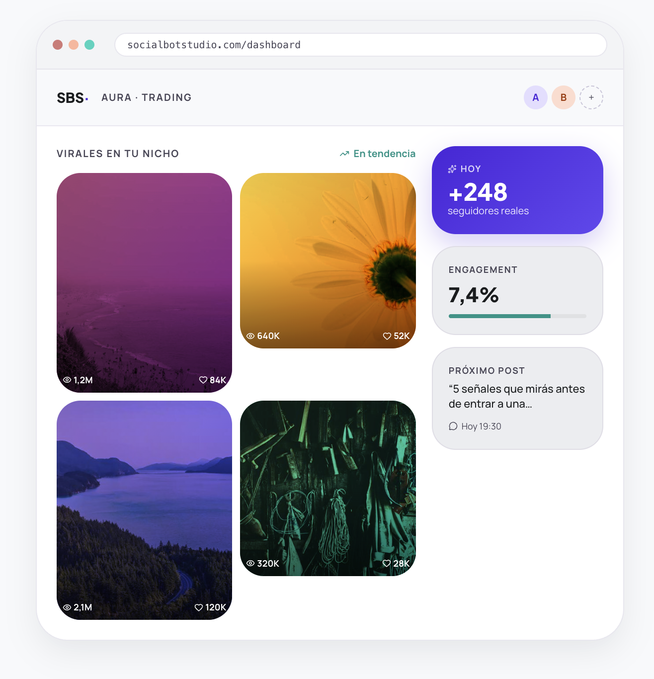 Social Bot Studio dashboard
